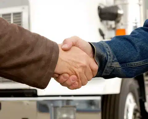 truck driver handshake