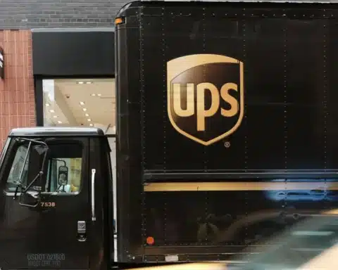 UPS Commercial Truck on City Street
