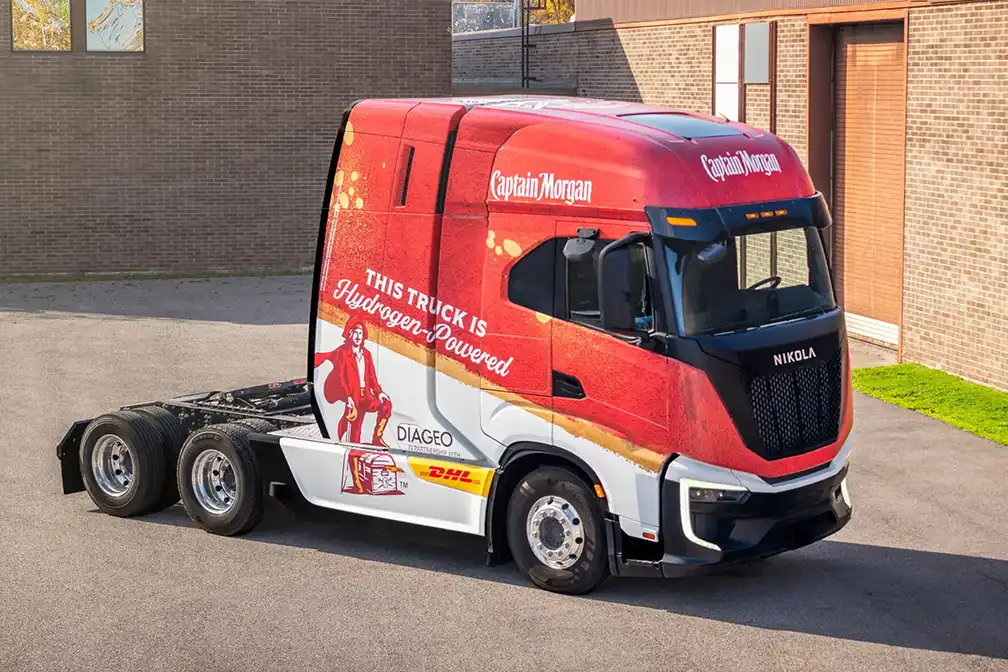 Nikola hydrogen trucks join DHL and Diageo's Illinois fleet, reducing emissions by 80% and improving logistics with sustainable hydrogen fuel cell technology.