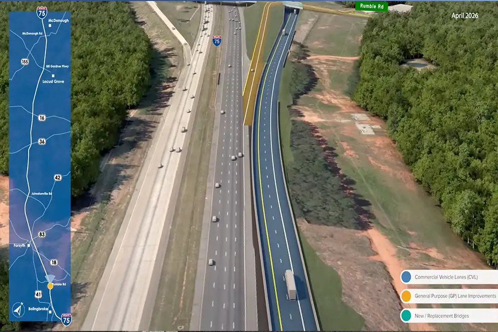 Georgia advances truck-only lanes on I-75, with 41 miles planned to separate trucks from traffic and improve safety, travel times, and freight flow.